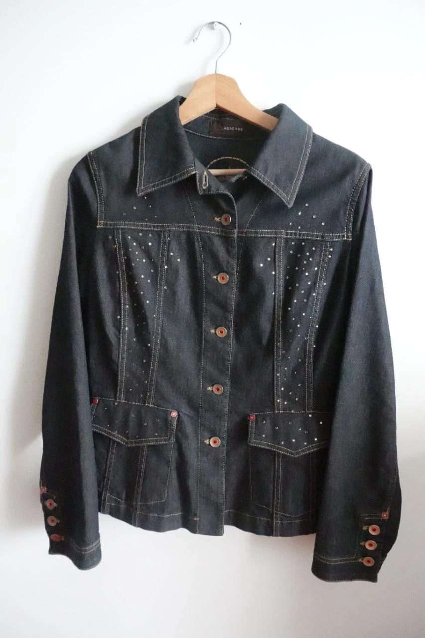 Lasserre Y2K denim jacket with rhinestones size 42 – photo 14
